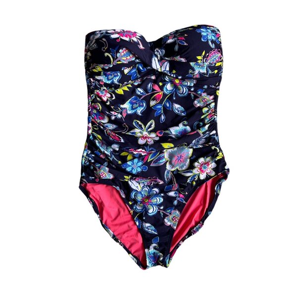 Anne Cole Other - Anne Cole Twist Front Shirred Floral One-Piece Swimsuit Size M